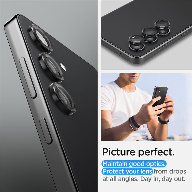 Set 2x3 protectii sticla camera foto Spigen Optik EZ FIT compatibil cu Samsung Galaxy S24 Plus Black (Ingredi, AGL07433) by www.silkase.ro